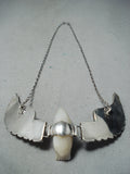 Huge Flapping Wings Vintage Native American Navajo Turquoise Sterling Silver Eagle Necklace-Nativo Arts