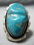 Huge Bea Johnson Vintage Native American Navajo Turquoise Sterling Silver Ring-Nativo Arts