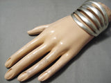 Astonishing Vintage Native American Navajo Split Shank Sterling Silver Bracelet Old-Nativo Arts