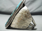 Museum Square Vintage Native American Navajo Huge Turquoise Sterling Silver Bracelet-Nativo Arts