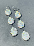 Exquisite Native American Navajo Synth. Opal Sterling Silver Earrings-Nativo Arts