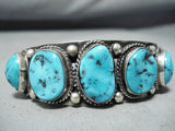 Eyecatching Vintage Native American Navajo Morenci Turquoise Sterling Silver Bracelet Old-Nativo Arts