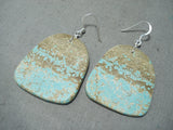 Superb Santo Domingo Native American Royston Turquoise Sterling Silver Earrings-Nativo Arts