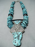 Native American One Of Biggest Best Vintage Nativew American Turquoise Sterling Silver Necklace-Nativo Arts