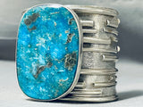 200 Gram Monster Gilbert Turquoise Native American Navajo Sterling Silver Bracelet-Nativo Arts