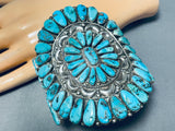 One Of The Best Ever Vintage Native American Navajo Turquoise Cluster Sterling Silver Bracelet-Nativo Arts