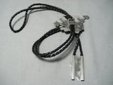Native American Huge Detailed Zuni Spongebob Squarepants Inlay Sterling Silver Bolo Tie-Nativo Arts