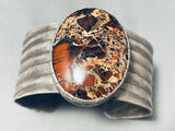 Important Vintage Native American Navajo Mosaic Japser Sterling Silver Bracelet Old-Nativo Arts