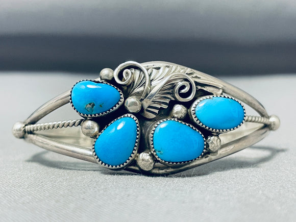 Fantastic Native American Navajo Kingman Turquoise Sterling Silver Bracelet-Nativo Arts