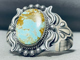 Opulent Native American Navajo #8 Turquoise Hand Repoussed Sterling Silver Bracelet-Nativo Arts