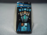Midnight Space Kachina Turquoise Sterling Silver Ring-Nativo Arts