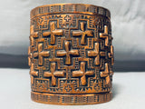 The Biggest Craziest Vintage Native American Navajo Ron Willie Cross Copper Bracelet-Nativo Arts