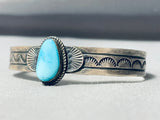 Signed Vintage Native American Navajo Gilbert Turquoise Sterling Silver Bracelet-Nativo Arts