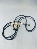 Chunky Vintage Native American Navajo Early Rare Deposit #8 Turquoise Sterling Silver Bolo Tie-Nativo Arts