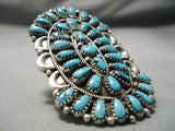 Giant Important Vintage Native American Navajo Teardrop Turquoise Sterling Silver Ring-Nativo Arts
