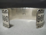 So Rare!! Slanted Squared Turquoise Vintage Native American Navajo Sterling Silver Bracelet-Nativo Arts