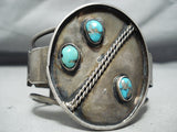 Huge Vintage Native American Navajo Turquoise Sterling Silver Bracelet-Nativo Arts
