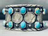 102 Gram Heavy San Felipe Turquoise Sterling Silver Coin Bracelet-Nativo Arts