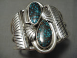 Very Rare Vintage Native American Navajo Green Bisbee Turquoise Sterling Silver Bracelet Old-Nativo Arts