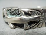 Detailed Heavy Vintage Native American Navajo Lizard Sterling Silver Bracelet-Nativo Arts