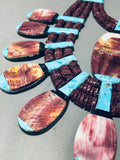 Native American The Biggest Best Santo Domingo Turquoise Purple Shell Inlay Necklace-Nativo Arts