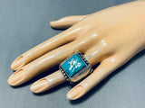 Heavy Mens Vintage Native American Navajo 31 Gram Turquoise Sterling Silver Ring-Nativo Arts
