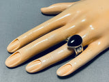 Stunning Native American Navajo Black Onyx Sterling Silver Ring Signed Ben Begaye (d)-Nativo Arts