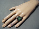 Amazing Vintage Native American Navajo Cerrillos Turquoise Sterling Silver Ring Old-Nativo Arts