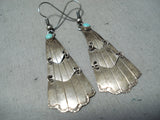Exquisite Vintage Native American Navajo Sleeping Beauty Turquoise Sterling Silver Earrings Old-Nativo Arts