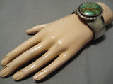 Heavy And Thick Vintage Native American Navajo Royston Turquoise Sterling Silver Bracelet Old-Nativo Arts