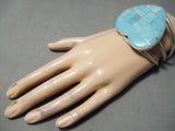 Detailed Love Heart Native American Navajo Turquoise Inlay Sterling Silver Heart Bracelet-Nativo Arts