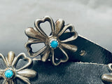 For Jeans! Vintage Native American Navajo Hand Tooled Sterling Silver Turquoise Concho Belt-Nativo Arts