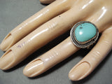 Amazing Vintage Native American Navajo Sleeping Beauty Turquoise Sterling Silver Ring-Nativo Arts