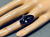 Comet Cosmic Native American Navajo Opal Coral Sterling Silver Ring-Nativo Arts
