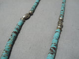 Wonderful Vintage Native American Navajo Green Turquoise Sterling Silver Necklace-Nativo Arts