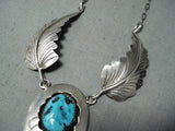 Marie Thompson Native American Navajo Sleeping Beauty Turquoise Sterling Silver Necklace-Nativo Arts