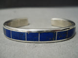 Stunning Vintage Zuni Lapis Inlay Sterling Silver Bracelet Native American-Nativo Arts