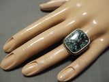 Museum Quality Vintage Native American Navajo Green Turquoise Sterling Silver Ring-Nativo Arts
