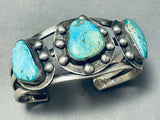 Thicker Museum Vintage Native American Navajo Aqua Turquoise Sterling Silver Bracelet-Nativo Arts