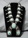 425 Gram Vintage Native American Navajo Manta Turquoise Sterling Silver Squash Blossom Necklace-Nativo Arts