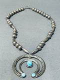 Special Vintage Native American Navajo Turquoise Sterling Silver Naja Necklace-Nativo Arts