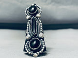 One Of A Kind Native American Navajo Black Onyx Sterling Silver Ring-Nativo Arts