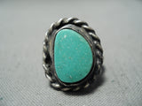 Early Royston Turquoise Vintage Native American Navajo Sterling Silver Coiled Ring Old-Nativo Arts