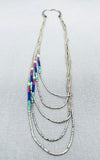 Distinctive Vintage Native American Navajo Turquoise Lapis Sterling Silver Necklace-Nativo Arts