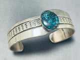 Important Unique Design Vintage Native American Navajo Turquoise Sterling Silver Bracelet-Nativo Arts