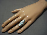 Wonderful Vintage Zuni Native American Blue Gem Turquoise Sterling Silver Ring-Nativo Arts