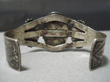 Early 1900's Vintage Native American Navajo Cerrillos Turquoise Sterling Silver Bracelet Old-Nativo Arts