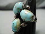 Important Vintage Native American Navajo Dry Creek Turquoise Sterling Silver Ring Old-Nativo Arts