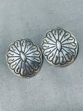 Dramatic Vintage Native American Navajo Sterling Silver Concho Earrings-Nativo Arts