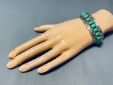 Unique Vintage Native American Navajo Green Turquoise Sterling Silver Bracelet-Nativo Arts